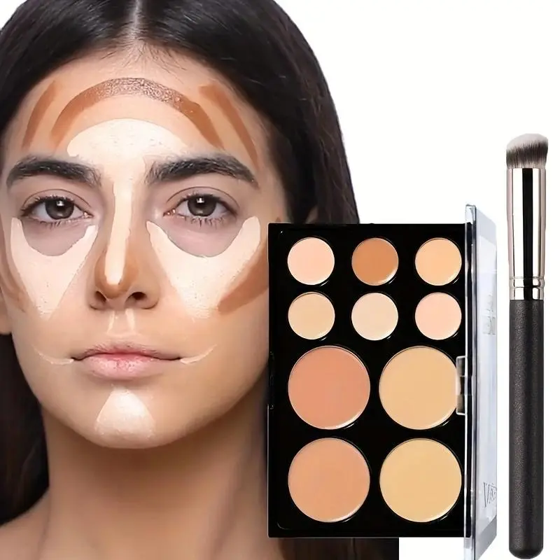 10 Color Concealer Set with 270 Professional Brush, Multi-Color Face Concealer Makeup Kit, Natural Flawless Finish, Ideal for All Skin Types
