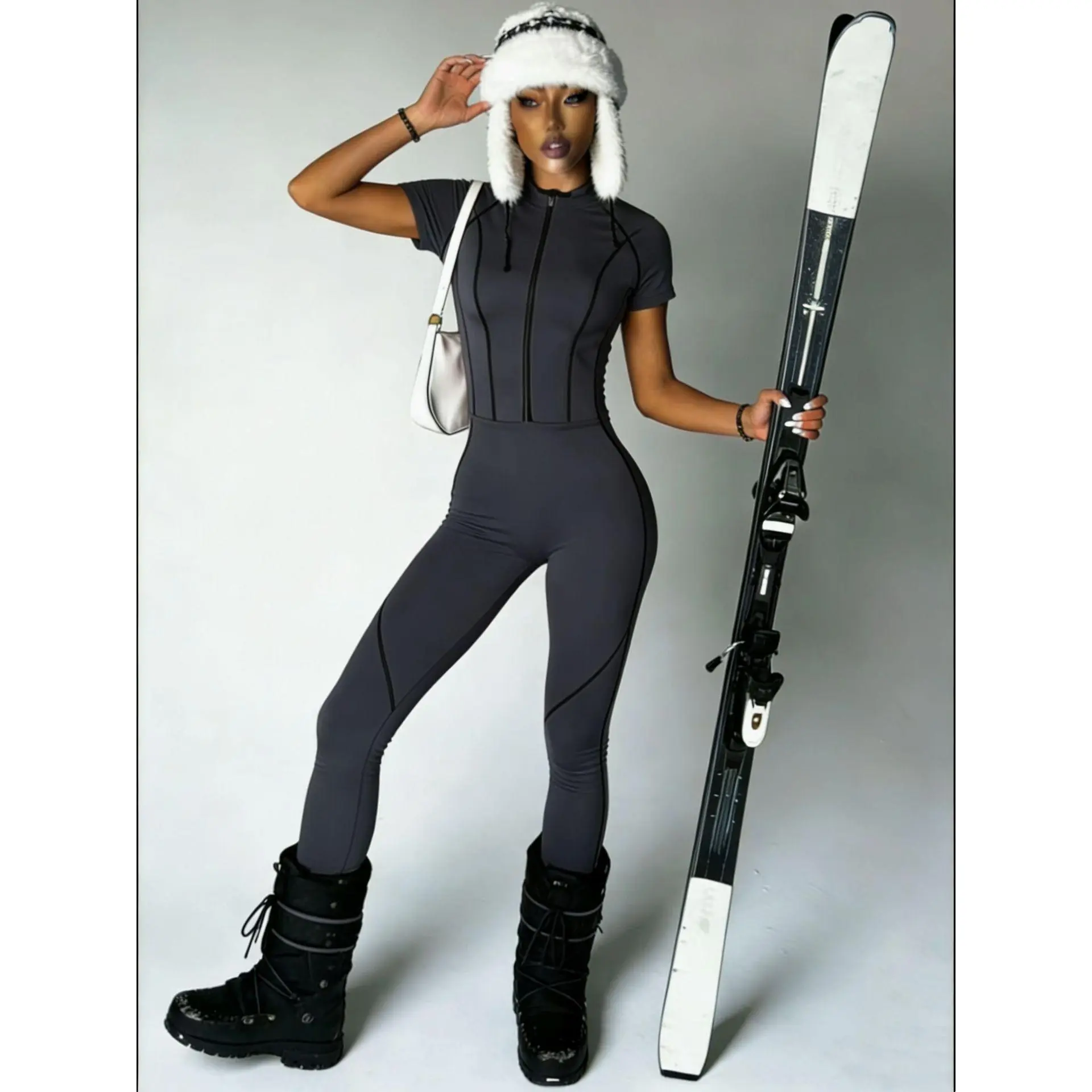 Women Multi Purpose One Piece Jumpsuit, 4 Seasons Silicone Non-Slip Equestrian Riding Outfit, Stretchy Wear Resistant Bodysuit for Horse Riding, Skiing, Daily Commute & Workout