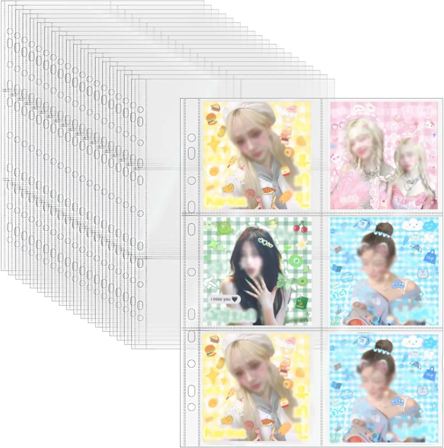 A4 Clear Sheet Protectors 6 Pockets Binder Sleeves 20 Sheets 11 Holes Top Open Photocard Refill Page Protector