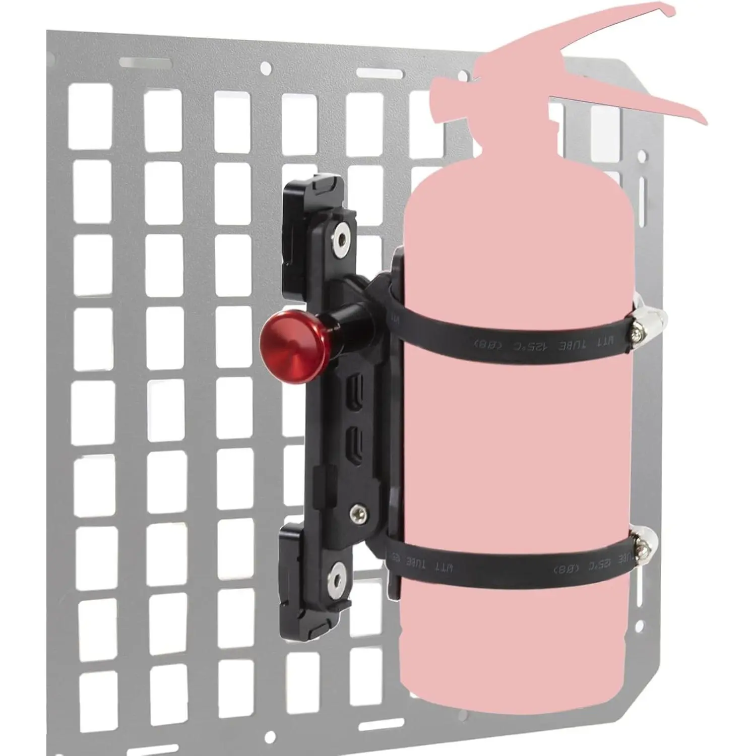 Molle Panel Fire Extinguisher Mount with Aluminum Base Fit 1-2IN Slot Holes | Tactical Car Quick Release Fire Extinguisher Holder Accessories Mounting Bracket Kit for Truck Vehicle Gear Molle Accessories