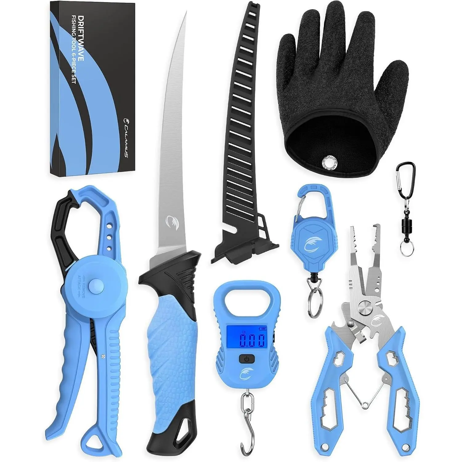 Lightweight and Fishing Tool Kit – Corrosion Resistant Fishing Pliers, Lip Gripper, Fillet Knife, Fishing Scale, Retractor & Glove,Scissors & Pocket Knife,Fishing Gifts for MenGift