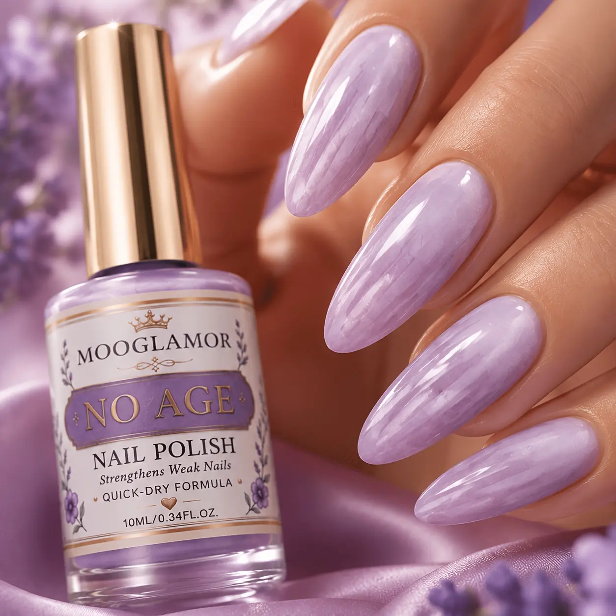 MOOGLAMOR Quick-Dry, Smooth Application, Alcohol-Free, Long-Lasting Shine, Ideal For All Seasons Purple Pearl Shell Nail Strengthener
