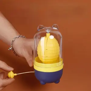 Built-in Silicone Pad Manual Egg Yolk Mixer Mix Evenly Thickened Egg Spinner Hand Pull Design Cartoon Egg Spin Device Breakfast