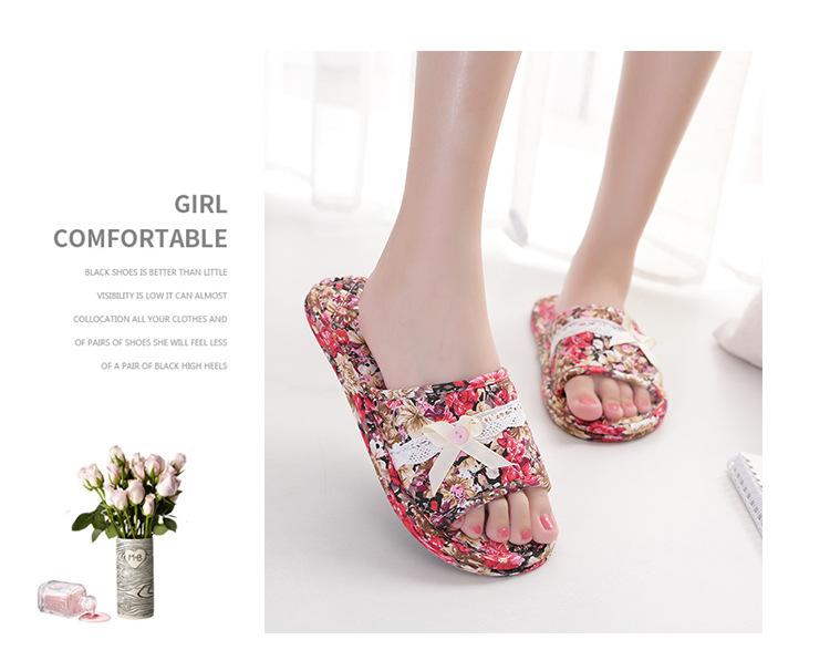 Two-layer fabric-soled wooden floor slippers, soft-soled couple's slippers, women's summer indoor silent home shoes