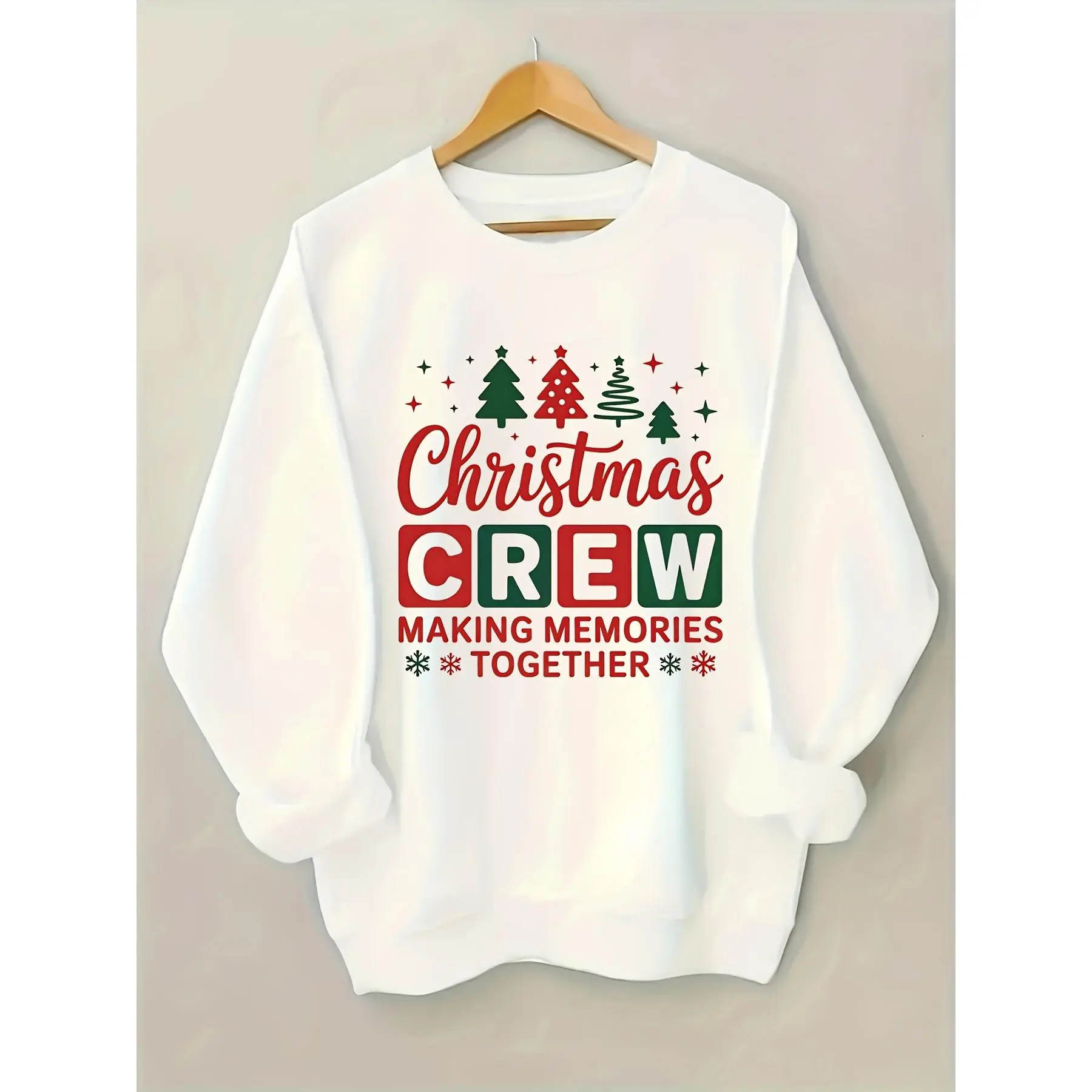 Colorful 'Christmas Crew' Graphic Sweatshirt - Soft And Breathable Round-Neck Design for a Festive Atmosphere