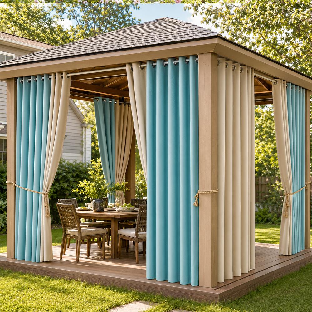 Snooztex Modern Polyester Flat-Woven Sun-Shade Color Block Curtains - Multi-Size, Indoor/Outdoor, Patio Area & Home Decoration Use