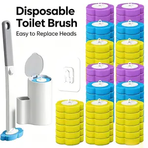 A Set of Disposable Toilet Brushes with Replacement Heads &108/54Replacement Heads and Bases Wall Mounted or Floor Mounted, Convenient for Bathroom Cleaning