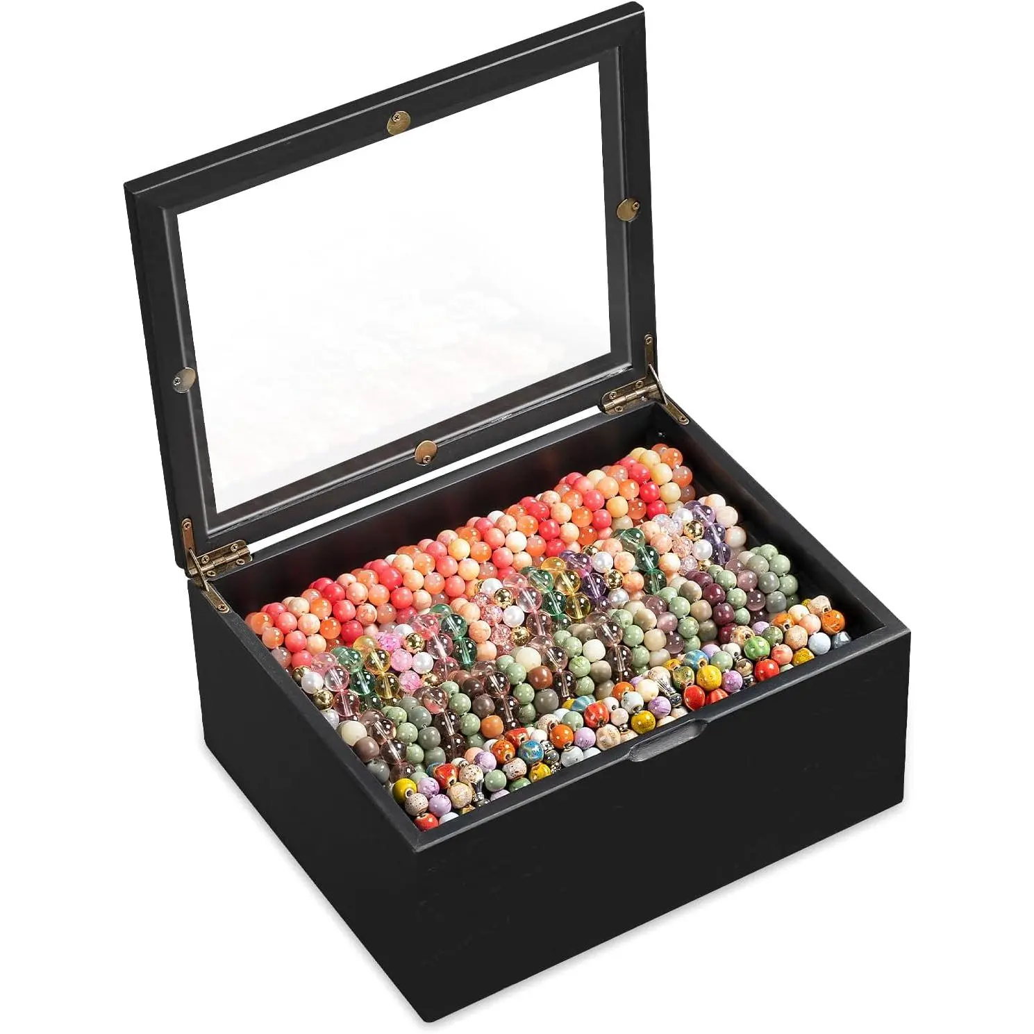 Bracelet Storage Box Holds Up to 150 Bangles, Bracelet Organizer with Clear Lid & Rods,  Display Case for Multiple Sizes, Dust-Proof Design(Black)