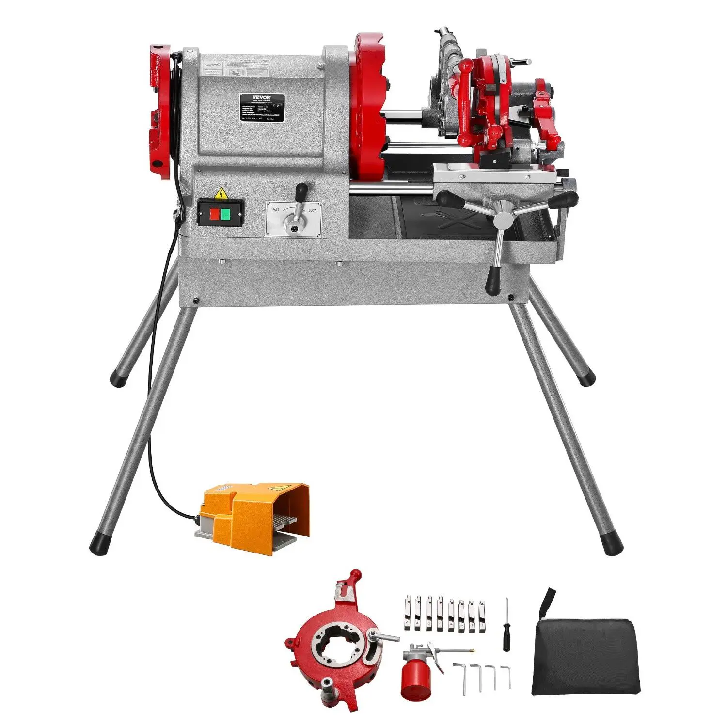 【toolupgrade】VEVOR Electric Pipe Threader Machine, 900W 2-Speed Threading Cutting Machine, 1/2 to 4 inch Pipes Threading Cutter Tool with Foot Pedal for Plumbing, Automotive Repairs, Metalworking