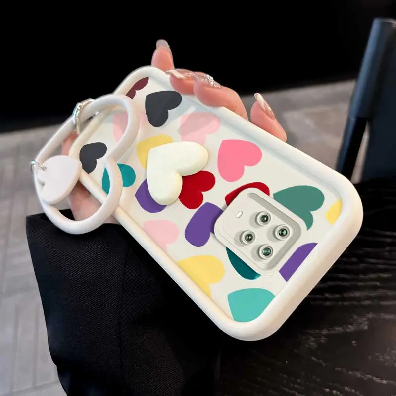 3 pcs (Richly colored hearts phone Case+Lanyard+Craft Embellishments)For Xiaomi poco M2 Pro/Xiaomi 14T/17/17 Pro/17 Pro Max/14/14T pro/15T/15TPro For Poco C65/C61/C31/C75/M2/M6 Pro 5G/M6 Pro/M3 Pro 5G/M3 Pro/Poco X7 Pro/X6/X5 Pro/X5/F8 Pro Phone Case