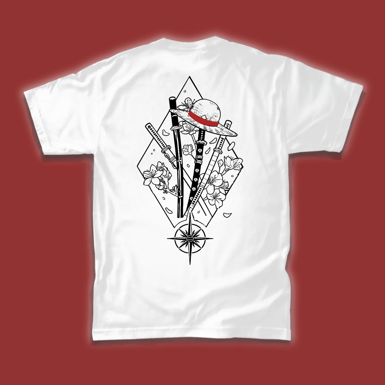 One Piece sword-themed hoodie, simple manga style, iconic straw hat design, ideal choice for anime fans, unisex