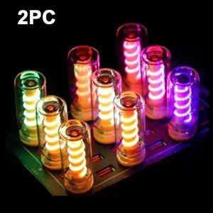 2pc Car USB Night Light Bulb, Touch Dimmable, Portable Mini USB Retro Glass Bottle Lamp for Car, Bedroom, Hallway, Camping, Car Interior Lighting, Interior Car Lights, Led Lights Car