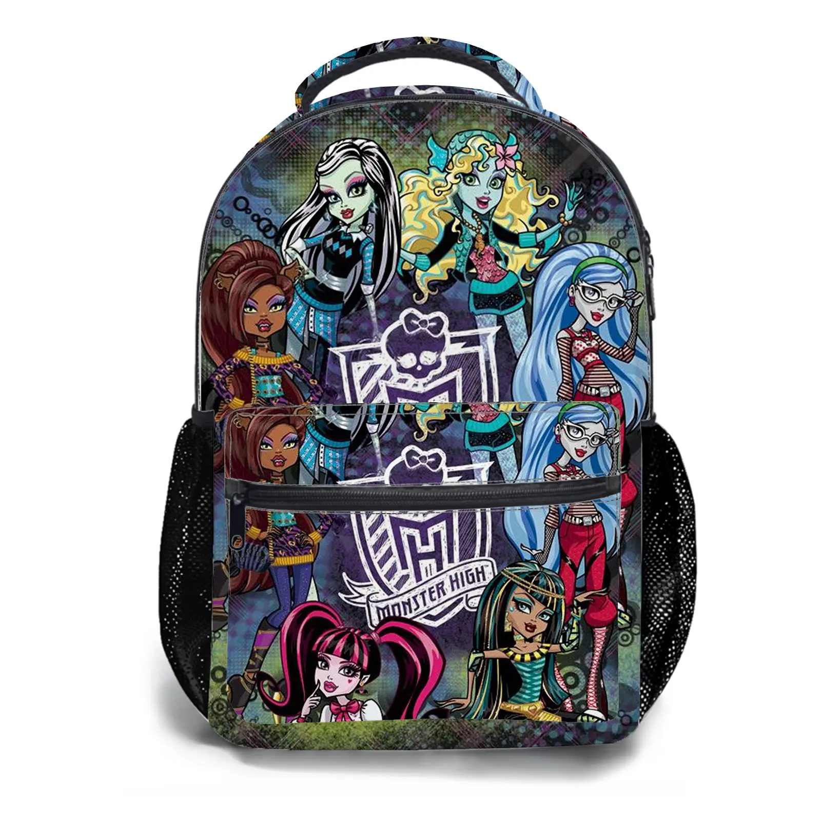 monster high Y2K Fashion School Backpack for Teen Girls, Cute Cartoon Aesthetic Student Bookbag with Padded Shoulder Straps, Large Capacity Casual Daypack and Travel Bag for Kids a-159