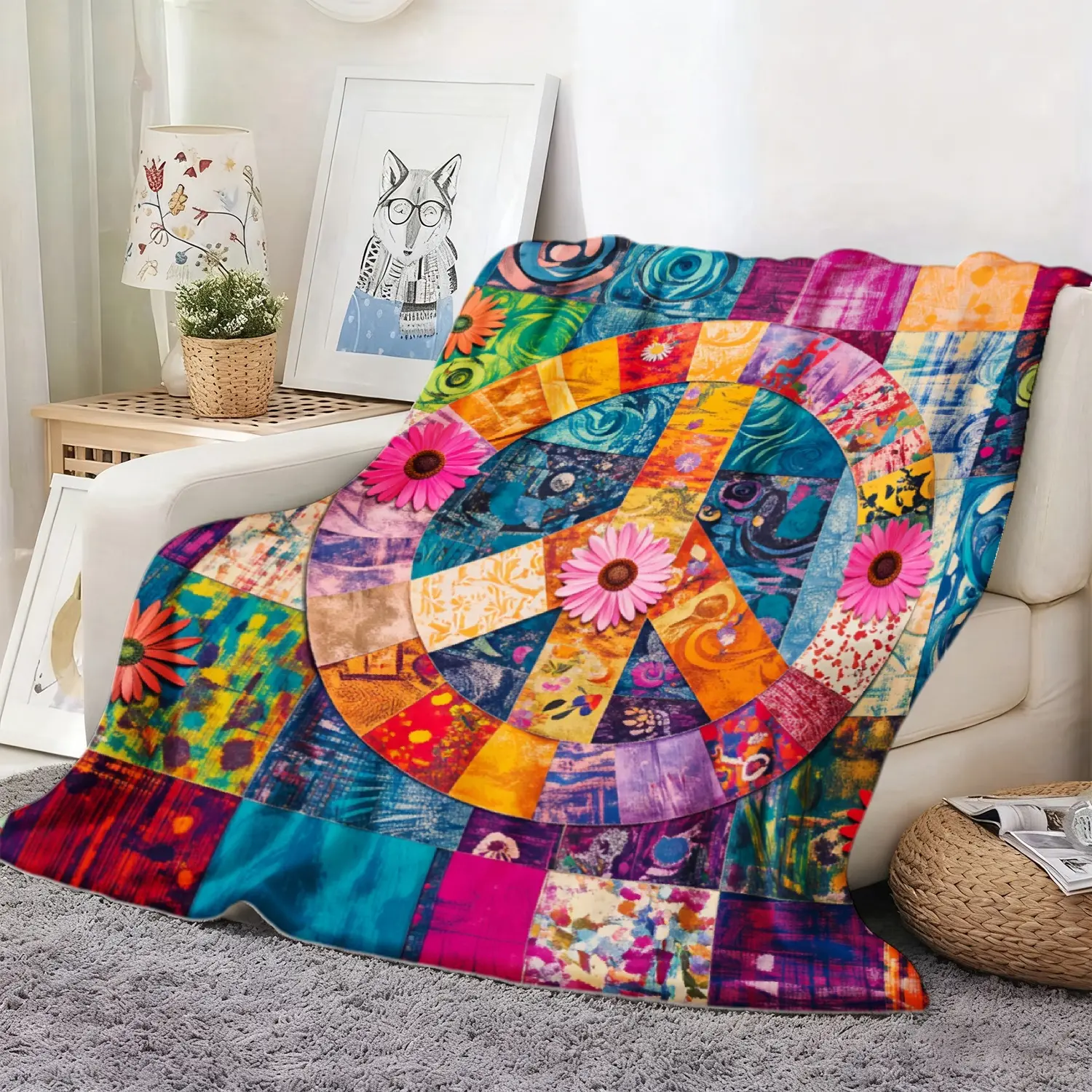 Multi-Color Checkered Premium Soft Flannel Fleece Warm Throw Blanket, Cozy Aesthetic Bold Aesthetic Style Blanket for Couch, Home Use, Travel Camping, Ideal Gift for Room Decor, Aesthetic Style Blankets