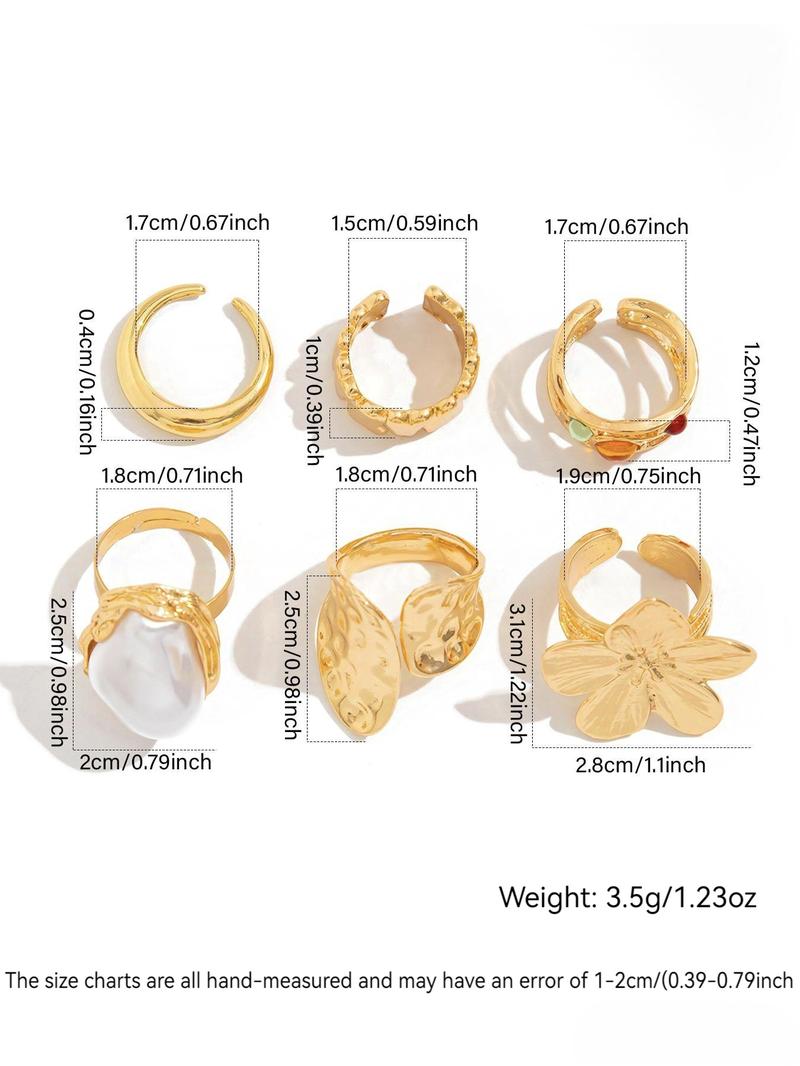 Vintage Flower Design Cuff Ring, Statement Multi Ring, Fashionable Jewelry for Women & Girls, Casual Jewelry for Party, Daily Clothing Decor, Trendy All-match & Exquisite Jewelry for Birthday Gift