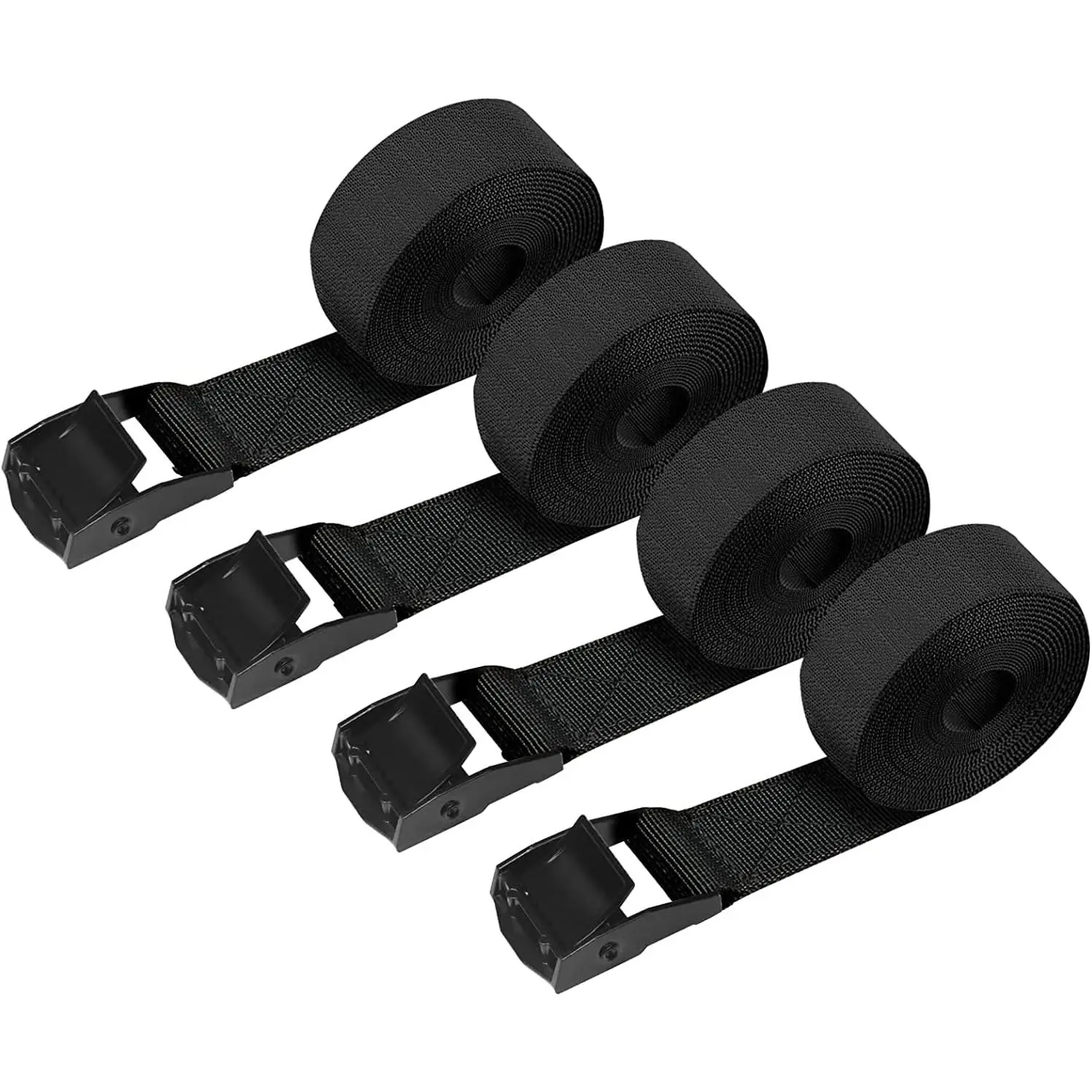 4 Pack Heavy-Duty Nylon Braided Tie Down Straps, 5ft x 1in Lashing Straps with Adjustable Grip Buckle (600 lbs Capacity) for Cargo, Bicycles, Roof Racks, SUVs