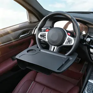 Latest Car Steering Wheel Table, Foldable Portable Dining Table with Laptop Stand and Cup Holder, Ideal for Road Trips and In-Car Lunches