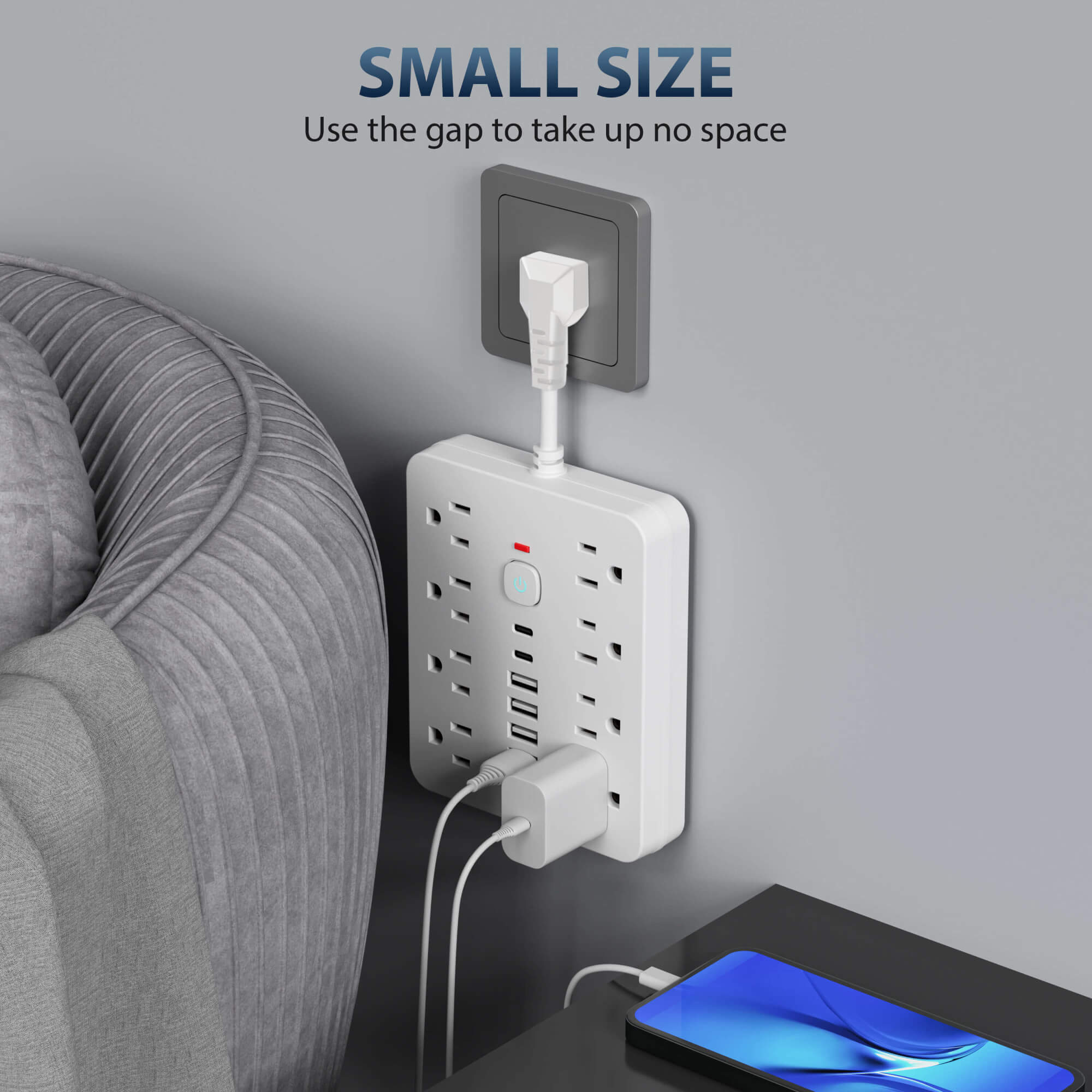 14-in-1 Multifunctional Power Strip with Switch and Surge Protection - 8 AC Outlets, 4 USB Ports and 2 Type-C Ports - Power Socket Extender for Home, Office & Travel #GLOBAL PICKS