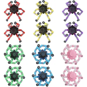 12Pcs Transformable Fidget Spinners - Deformable Fingertip Gyro, Stress Relief Sensory Toys for Brain-Boosting Play, Easter Basket Stuffers, Goodie Bag Stuffers, Birthday Party Favors for Kids