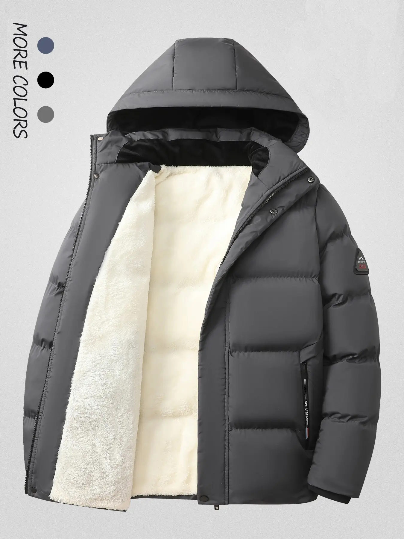 Men's Winter Quilted Lightweight Polyester Jacket, Casual Colorblock Design, Warm and Stylish, Perfect for Daily Wear, Youthful Fashion