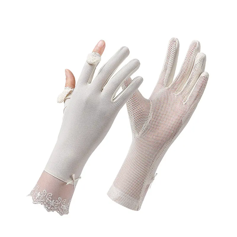 Sunscreen gloves women's summer thin UV protection outdoor riding electric car driving sunshade non-slip fishing ice silk