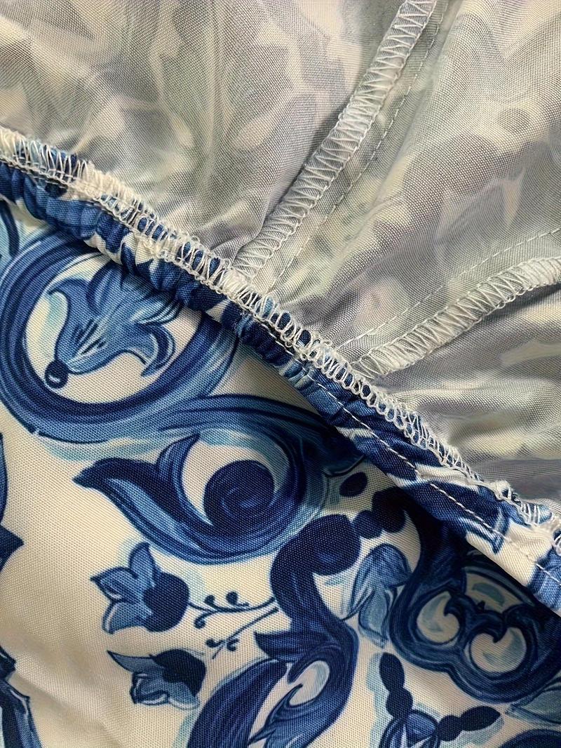 Women's All Over Print Criss Cross Backless Split Thigh Cami Dress, Chic Bohemian Trendy Sleeveless Tie Shoulder A Line Maxi Dress for Party Holiday Wedding Guest, Ladies Summer Clothes, Boho Womenswear