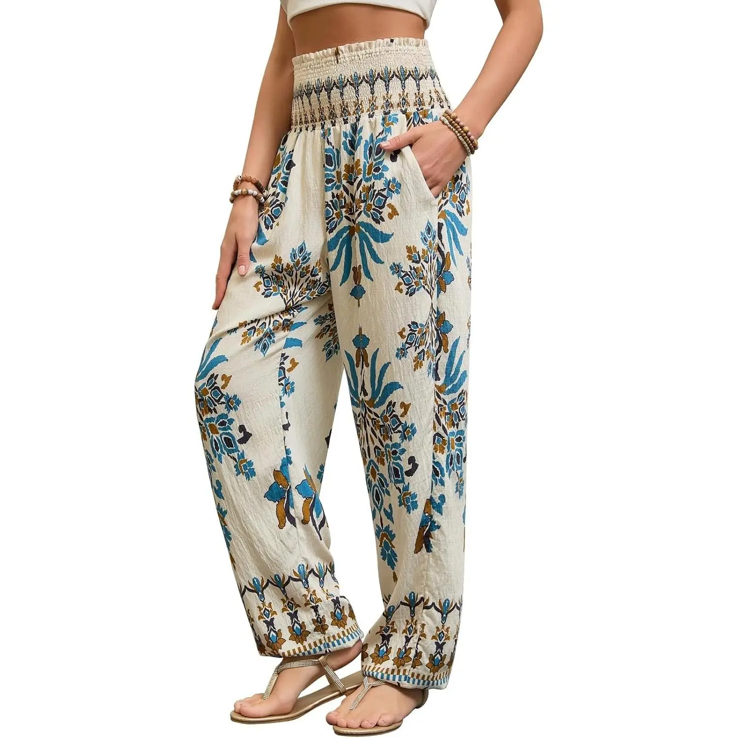 Women's Harem Pants, Hippie Boho High Waist Flowy Yoga PantsGift