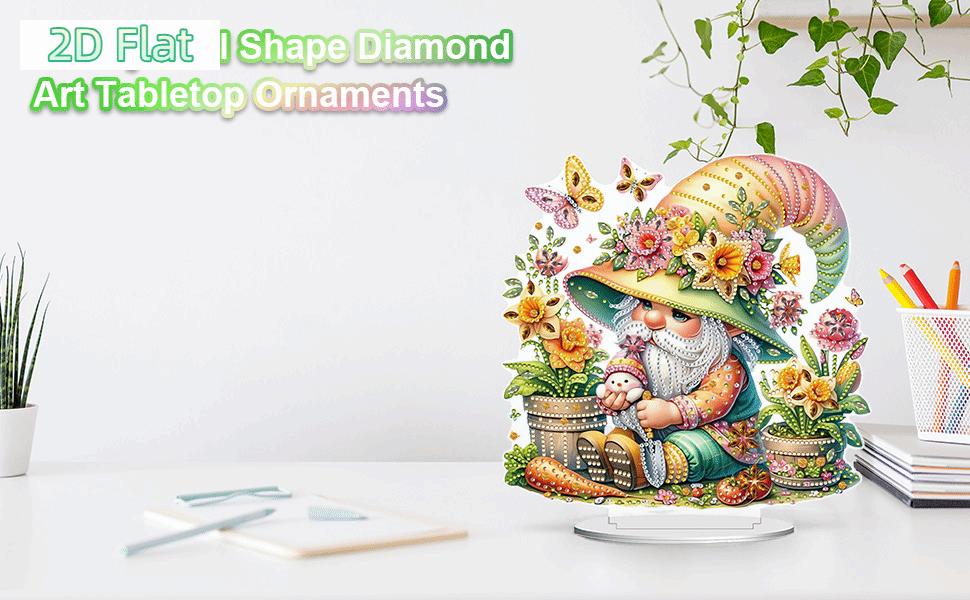2D Flat Acrylic Print DIY Table Top Diamond Painting Ornament Kits Diamond Painting Desktop Ornaments Kit 5D DIY Diamond Art Tabletop Decorations for Home Office Desktop Decor