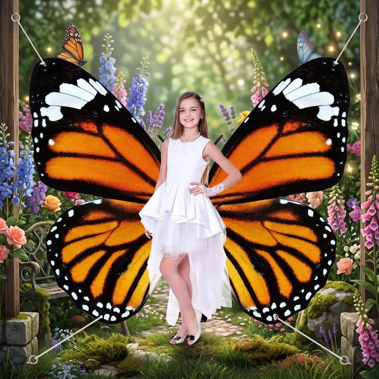 Large Butterfly Backdrop Banner, Giant Black-Yellow Party Decorations for Women's Birthday & Baby Shower Photo Booth Props, Wall Decor Photograph Background