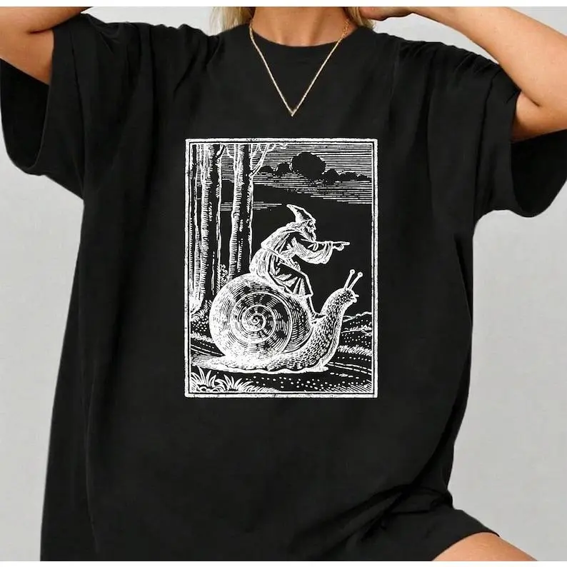 "Snail Knight" Graphic T-Shirt – Retro 90s Nostalgic Renaissance Fantasy Tee, Funny Meme Shirt, Y2K Grunge Style Gift