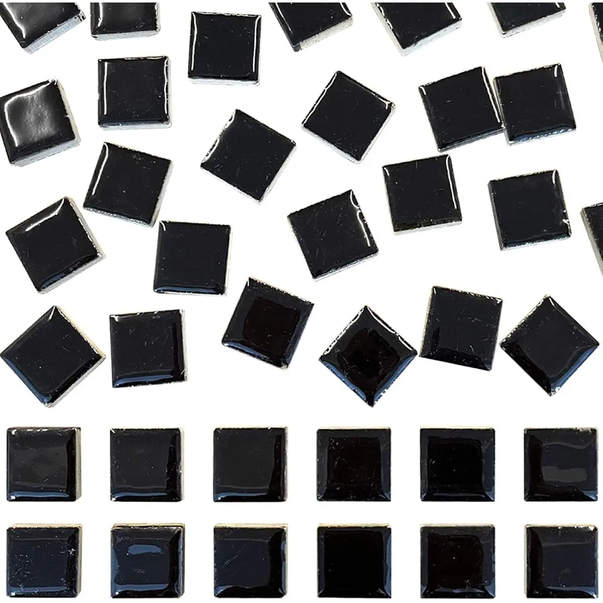 100 Pieces Black Mosaic Tiles for Crafts 1" Ceramic Tiles Assorted Colors Square Ceramic Mosaic Project Supplies for Photo Frame Mosaic Stepping Stones Bath Old Pool Furniture Decor