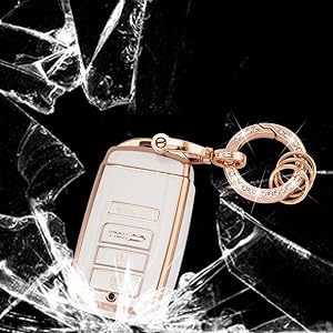 for Acura Keychain Bling Gold White Key Fob Cover Soft TPU Full Protection Smart Key Fob Case Fit for Acura CDX RDX RLX TLX TLX-L ILX NSX 4 Buttons Remote Smart Key Protector (R-ACU-W) for Acura Keychain Bling Gold White Key Fob Cover Soft TPU Full Protection Smart Key Fob Case Fit for Acura CDX RDX RLX TLX TLX-L ILX NSX 4 Buttons Remote Smart Key Protector (R-ACU-W)