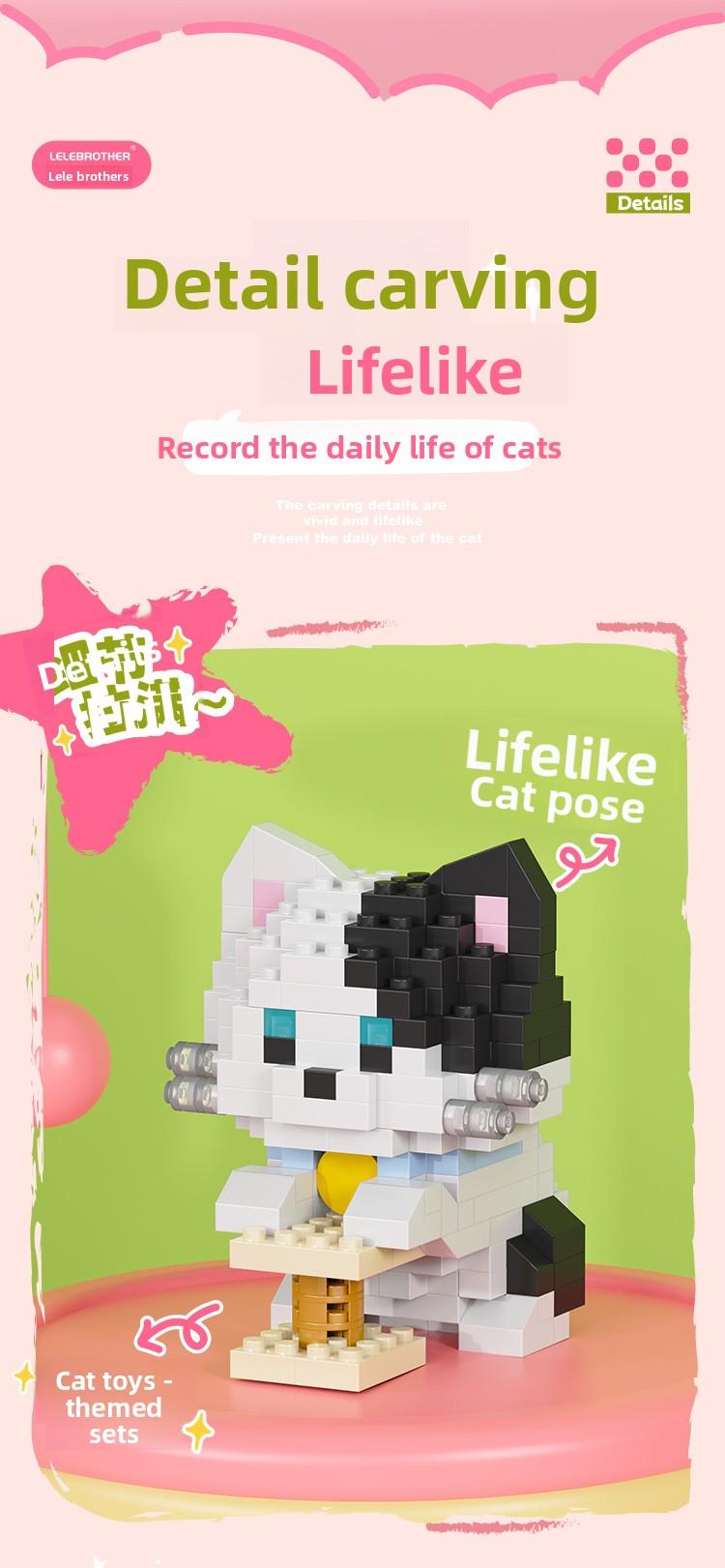 Cute Mini Particle Cat & Dog Building Blocks, Fun for Kids & Adults, Decor & Gift Idea, Perfect Time Killer,6PCS Cartoon Cat & Dog Pet Figures Building Blocks Set,Cute Cat Dog Micro Building Blocks Animal Model Kit for Kids Adults