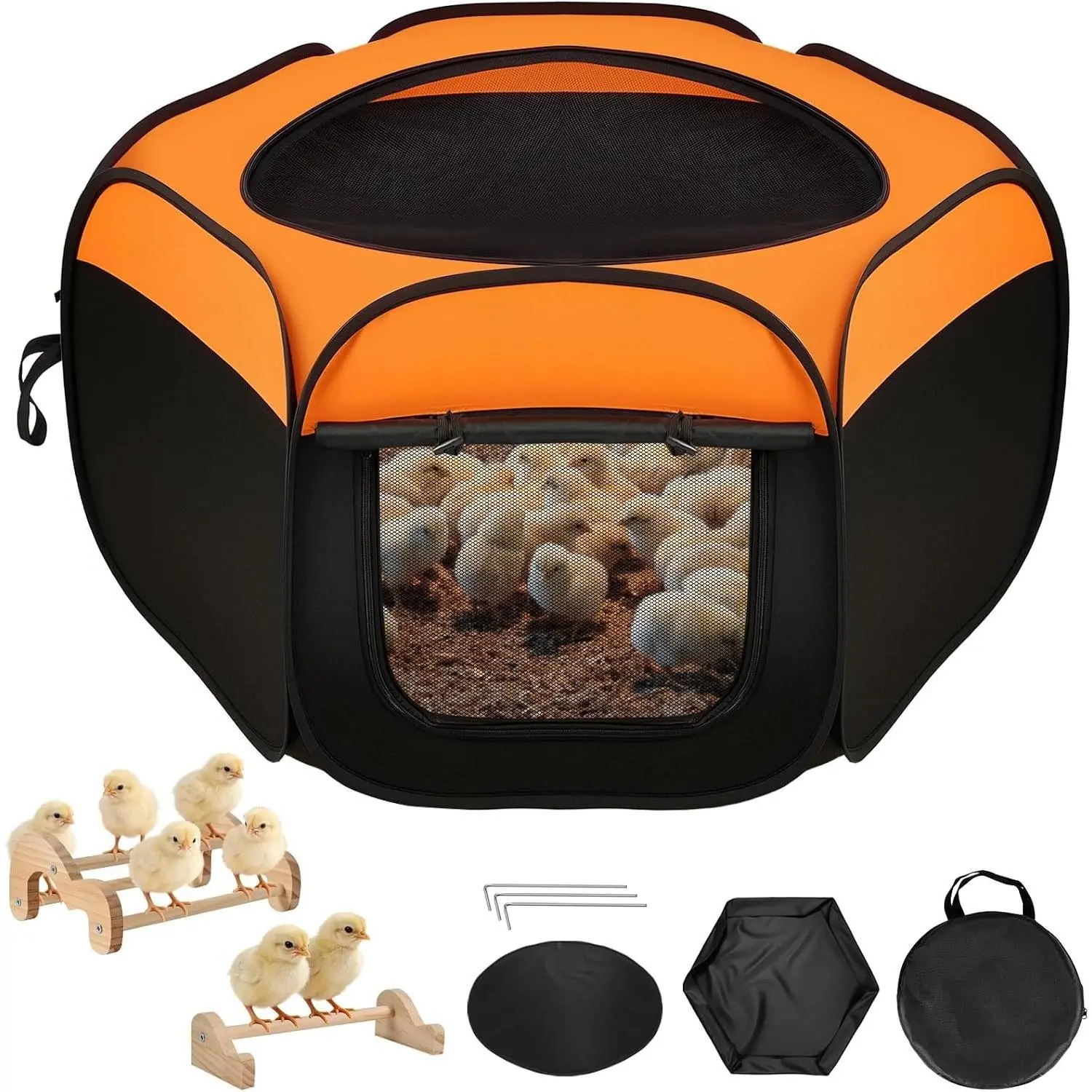 Pop-Up Chicken Brooder Playpen with Dual Doors for ChicksGift