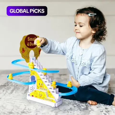 Small Ducks Climbing Toys, Electric Ducks Chasing Race Track Game Set, Playful Musical Light Up Roller Coaster Toy with Led Flashing Lights & Music #TOP PICKS