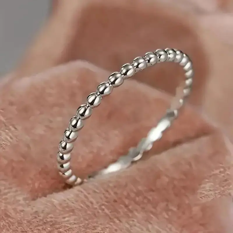 [Easy Bead Ring] 1pc New Easy Bead Ring - Women's Stackable Bead Band - Retro Elegant Jewelry - Suitable for Daily Wear - Outfit Matching - Valentine's Day Engagement Wedding Anniversary Gift