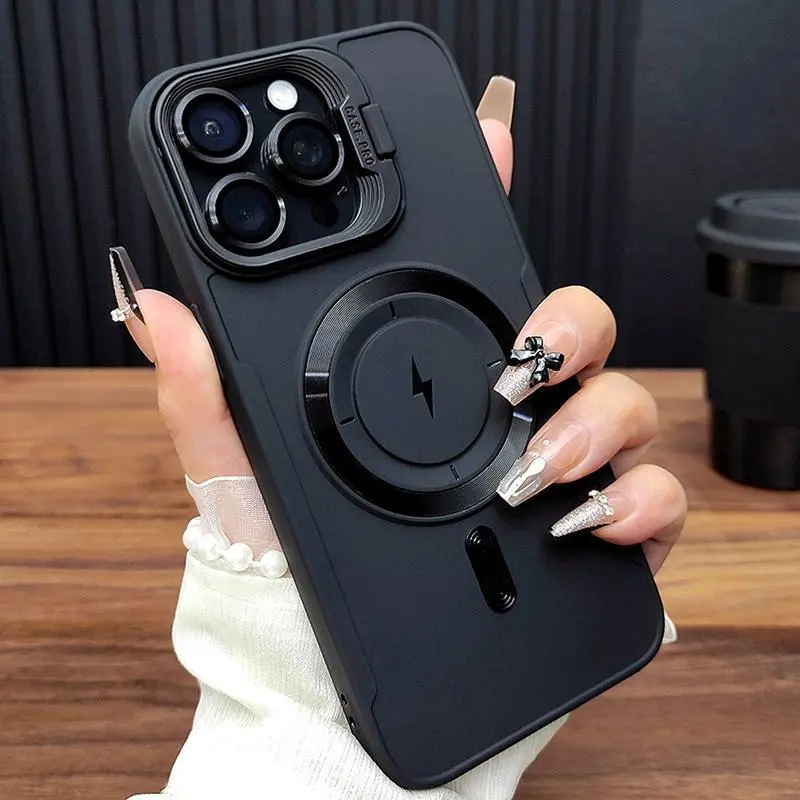 Soft Wireless Charging Kickstand Stand Magsafe Phone Case For iPhone 11 12 13 14 15 16 Pro Max Plus Magnetic Bumper Cases Cover