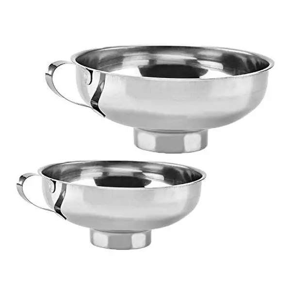 Set of 2 count Mason Jar Funnel Set - Stainless Steel Canning Funnel with Handle for Wide and Regular Jars