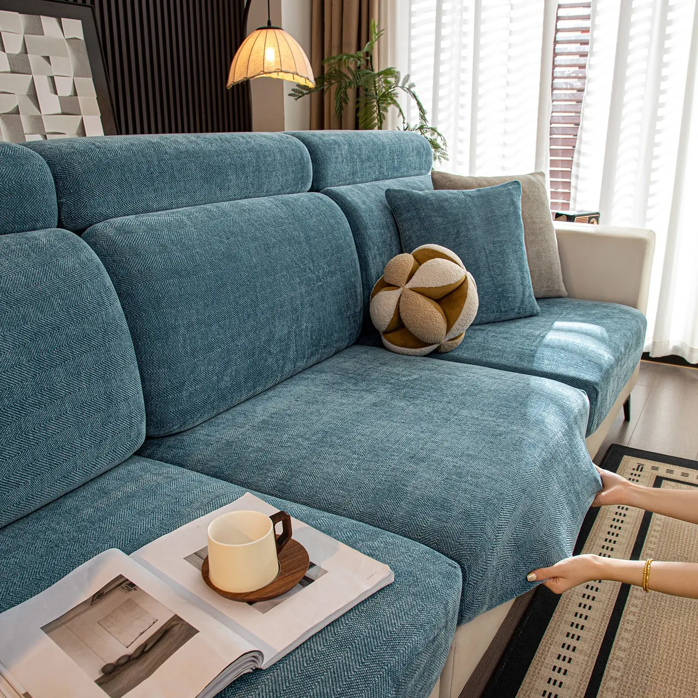 High Elasticity Sofa Cover, Thick Soft Chenille Split Sofa Cushion Cover, Suitable for L-Type Modular Sofas, Couch Covers For Sofa, Stretchable Sofa Cover, Sold Individually