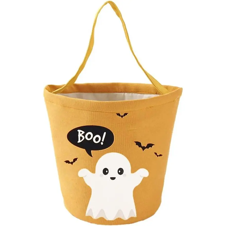 Trick or  Bags - Candy Buckets & Tote Bags for Halloween Parties - Orange & Black  Design