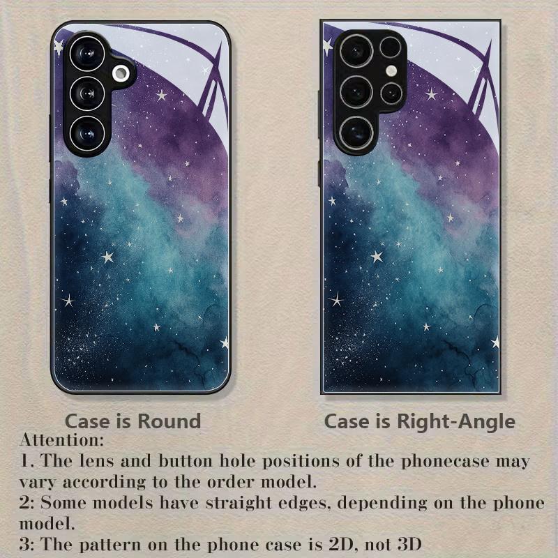 Phone Case - A Whimsical Watercolor Nebula Twirling Among Stars, Encased in a Black Tempered Glass Shell Designed for Samsung Galaxy S26 S25 S24 S23 S22Pro S21 S20 Fe Plus Ultra Pro A56 A55 A54 A53 A52 A51 A36 A35 A34 A32 A26 A25 A24 A23 A16 A15 A14 A06