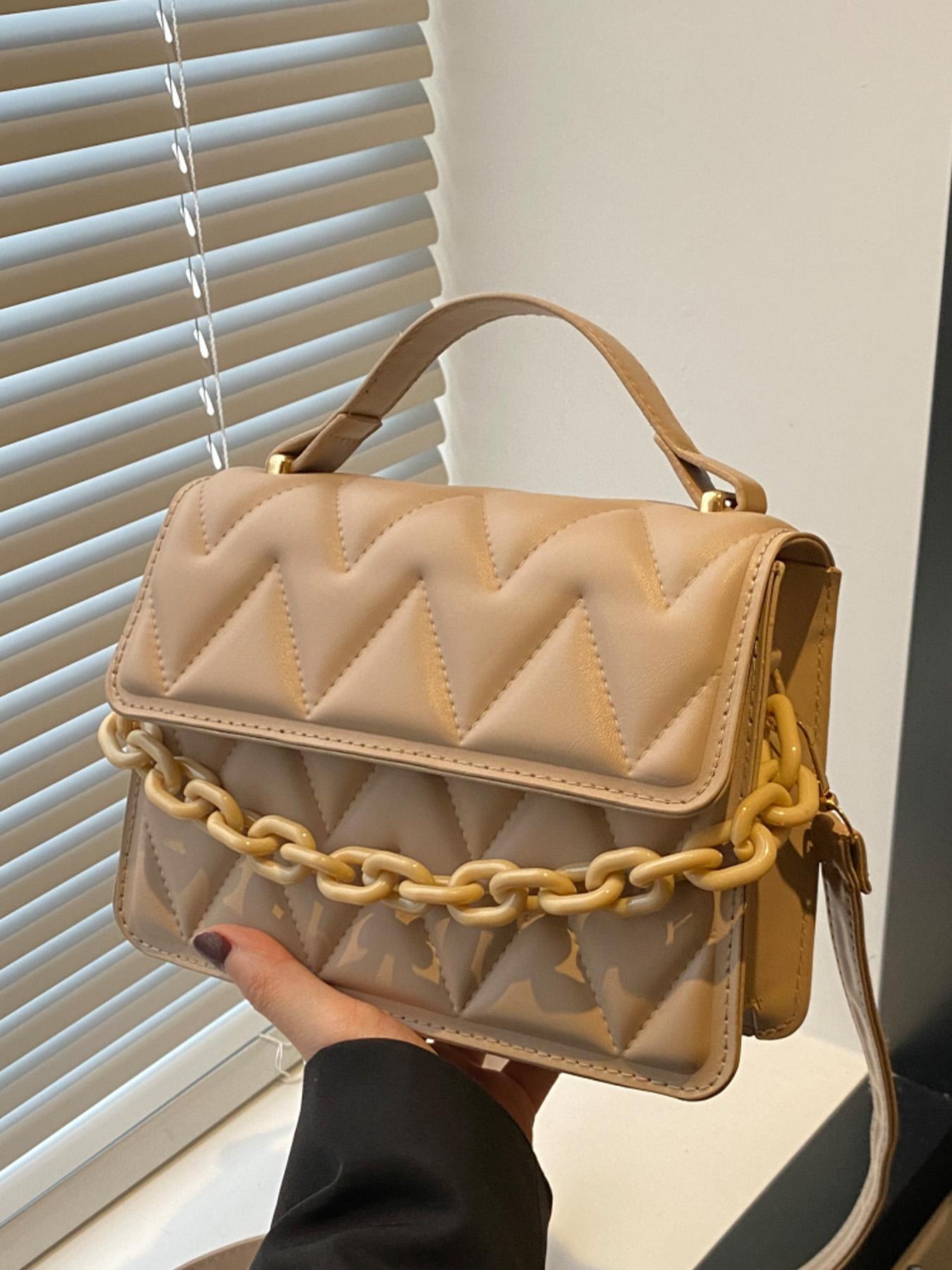 Women's Fashionable Quilted Design Handbag, Casual Versatile Chain Strap Crossbody Bag for Daily Used, Trendy All-match Commuter Bag