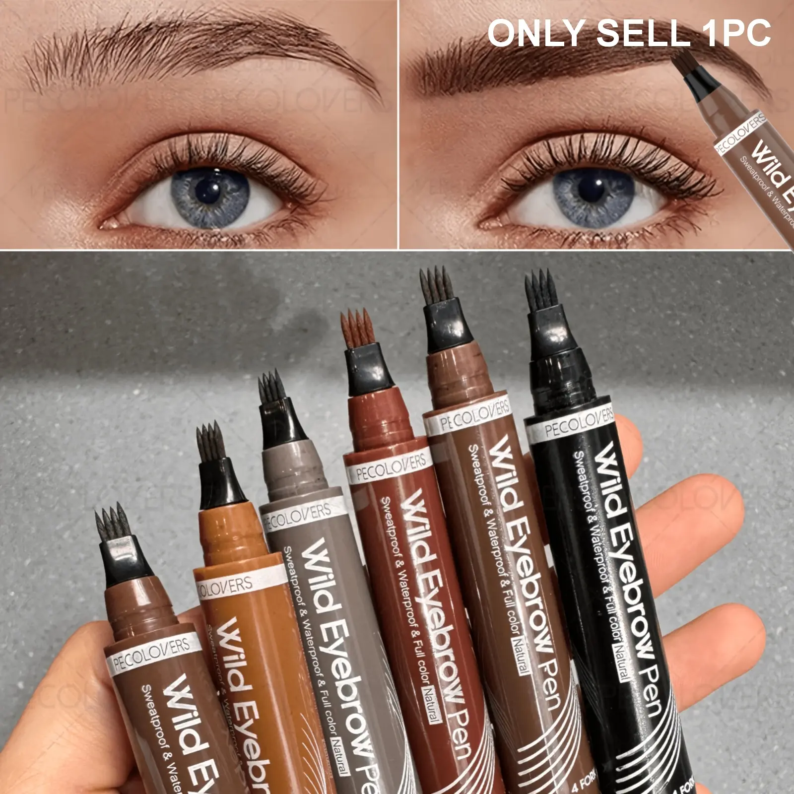 1PC Waterproof Eyebrow Pencil, Available in Multiple Colors, Uses 4-pronged Pen Tips, Dries Quickly, Creates Clear Eyebrow Shape, For Light and Dark Skin Tones, Anti-smudge, Smooth and Easy To Color, Eyebrow Makeup Products