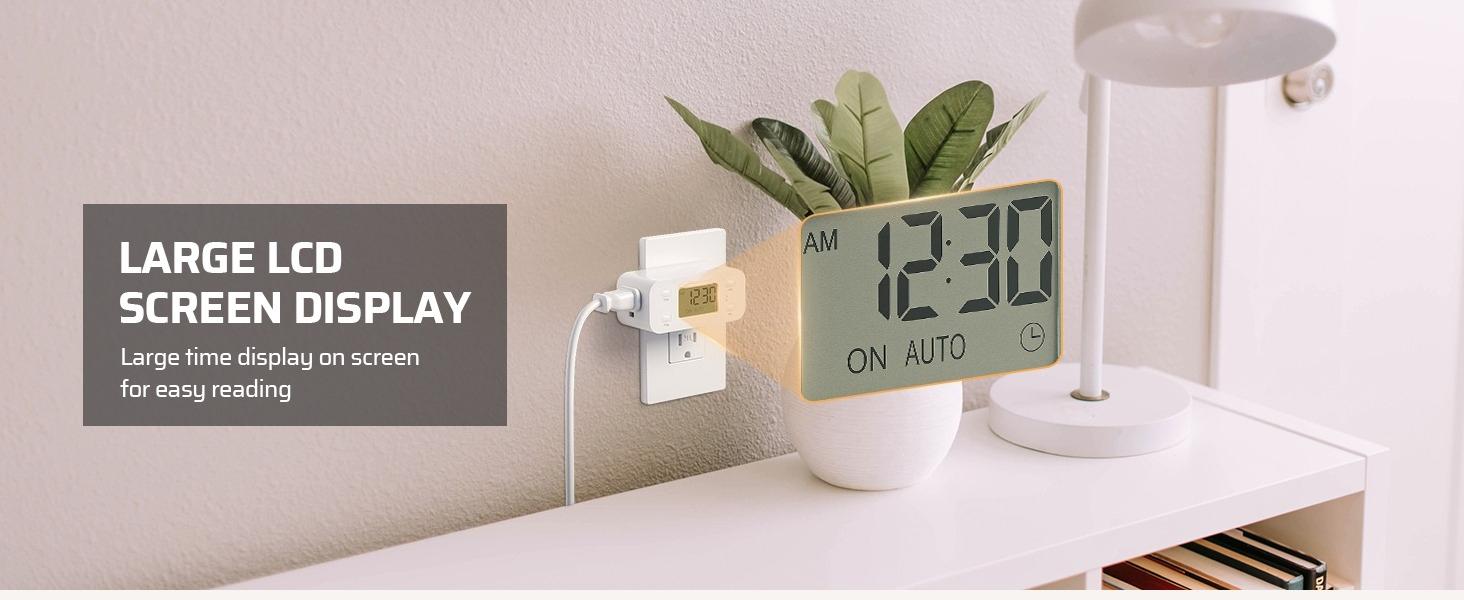 F-APT22  24 Hour Programmable Digital Timer Outlet, 2 Pack Timers for Electrical Outlets, Light Timer for Indoor Lamp Fan Aquarium, 1 Grounded Outlet, 125V/15A/1000W, 3 Prong, 1/2 HP