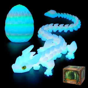 3D Printed Dragon Eggs with Dragon Inside - 12Inch, Articulated Fidget 3D Printed Animals, Interesting Decorative Gift, Easter Basket Essentials Stuffers (Glow in the Dark)fidget toys