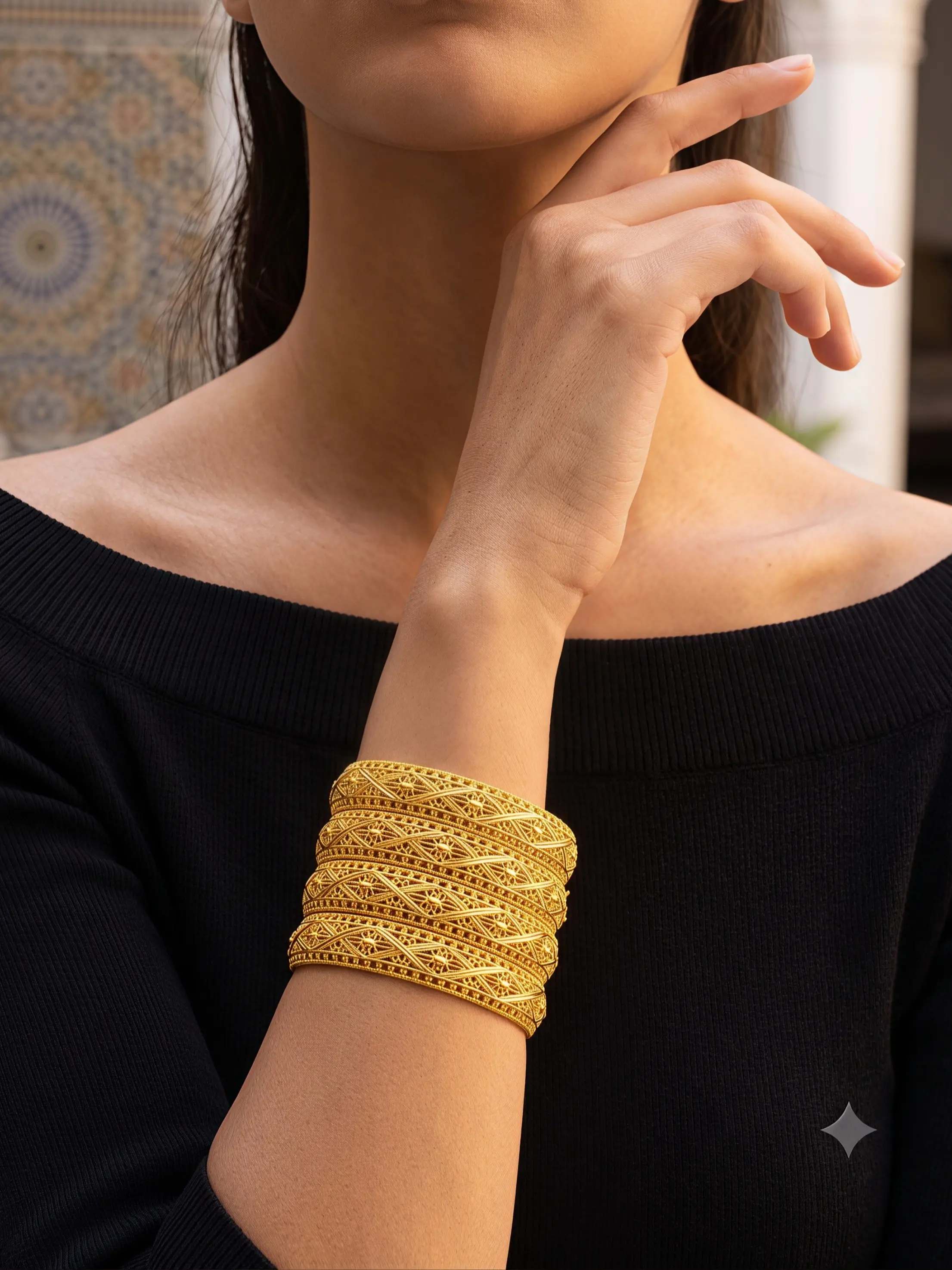 4 Pcs Dubai Bangle Bracelets for Women, Elegant Multi-Layer Rhombus Design, Perfect for Daily Wear, Weddings, Parties, Events, Layered Bracelet