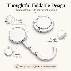 Portable Foldable Purse Hook for Table or Desk, Compact Convenient Easy-to-Use Non-Slip Handbag Hanger for Women’s Camping & Hiking Needs, Keeps Bags Organized