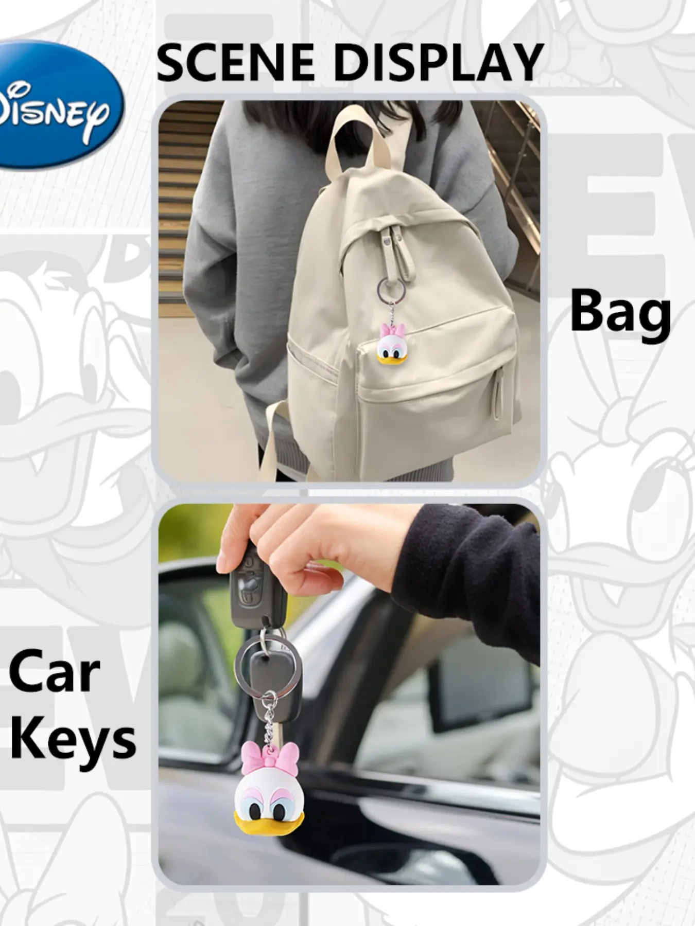 Disney Officially Licensed Daisy Soft Gel Keychain, Cute Backpack Car Key Ring, Sweet Gift, Adorable Accessory, 1 Piece