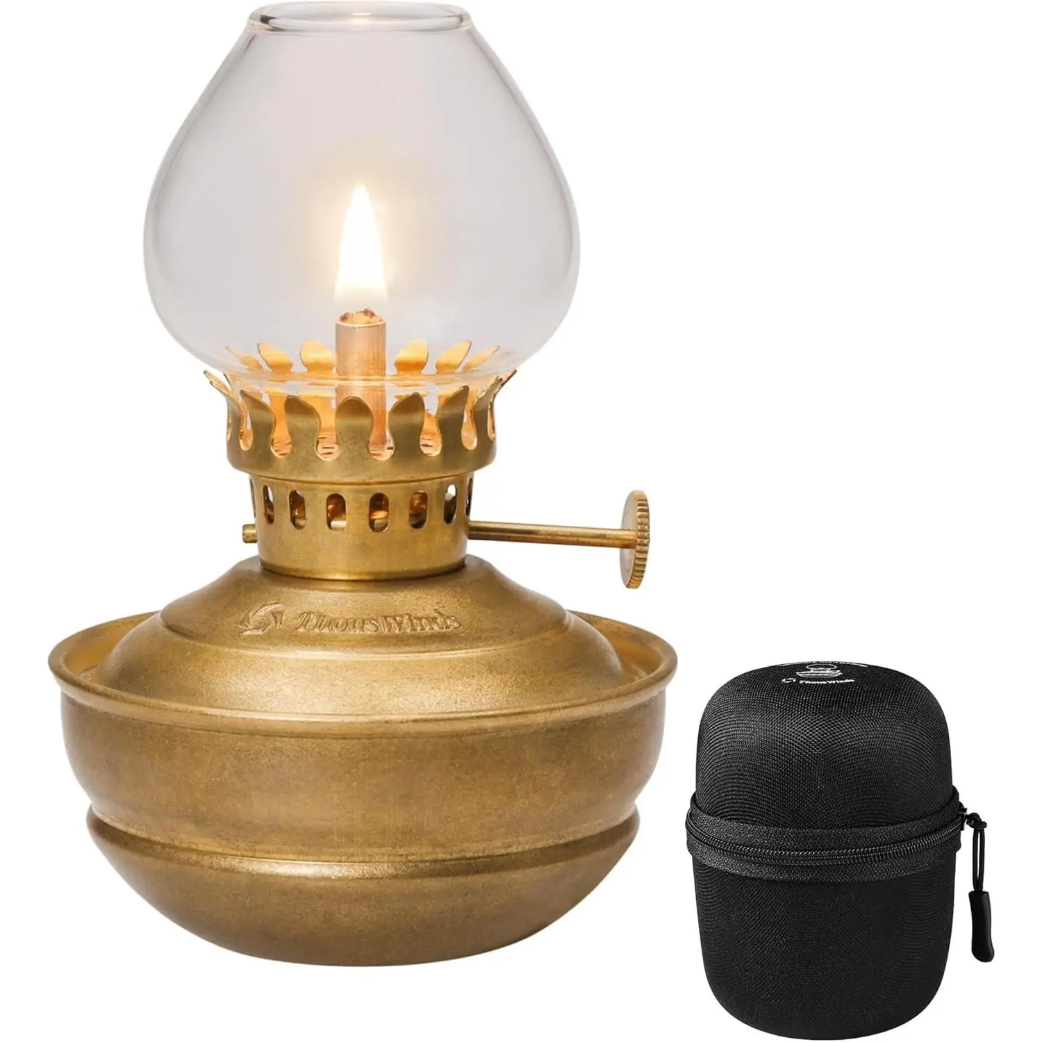 Thous Winds Luminara Brass Vintage Oil Lantern, Windproof Portable Light with Storage Case, Suitable for Outdoor Camping, Garden & Home Decor