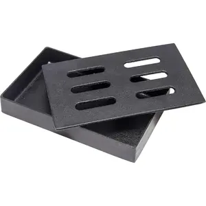 Cast Iron Grill Smoker Box with Lid, Wood Chip Smoke Box for Outdoor Grilling of Pork, Beef